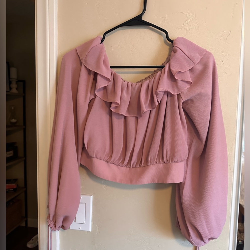 Pink off the shoulder crop top